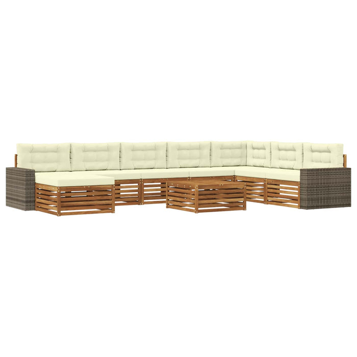 Set de canapele de exterior cu pernă 9 pcs Natural și Crem WALTI