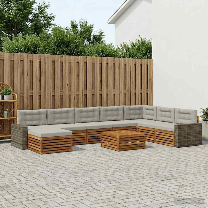 Set de canapele de exterior 9 pcs Natural și gri deschis WALTI