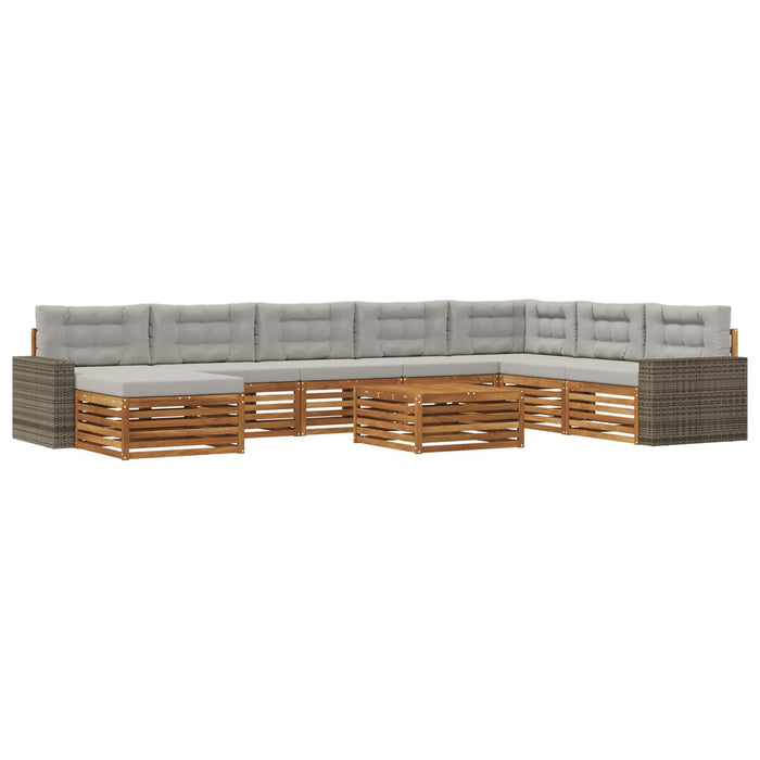 Set de canapele de exterior 9 pcs Natural și gri deschis WALTI