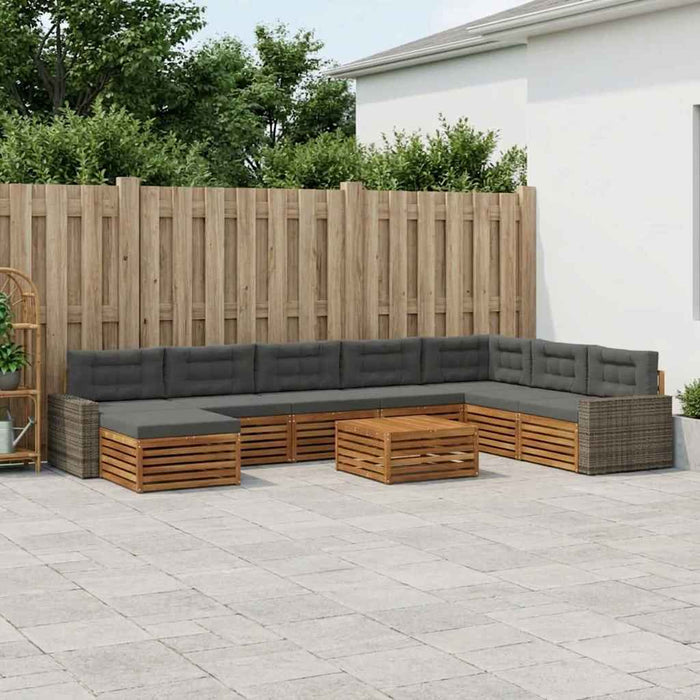 Set de canapele de exterior cu pernă 9 pcs Natural și Antracit WALTI