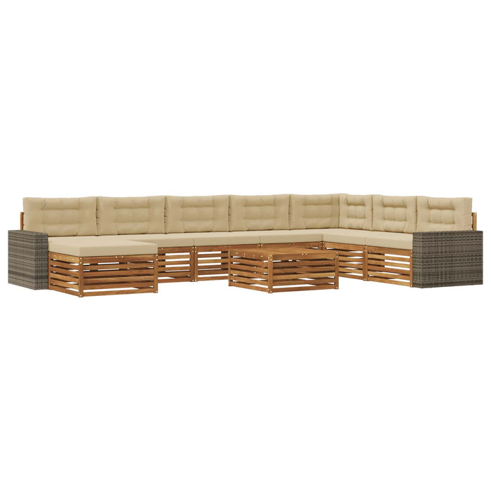 Set de canapele de exterior cu pernă 9 pcs Natural și Bej WALTI