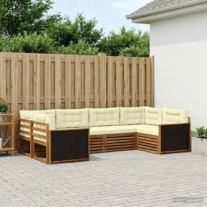 Set de canapele de exterior cu pernă 6 pcs Natural și Crem WALTI