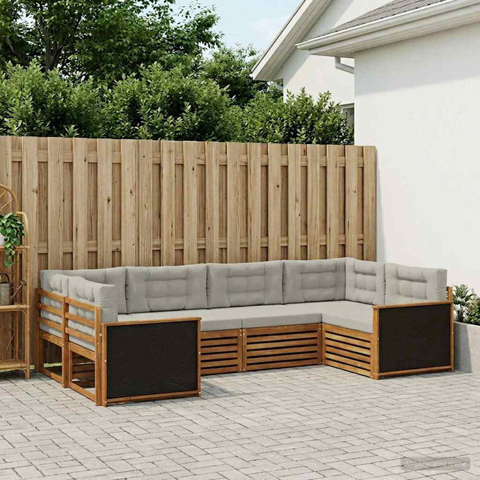 Set de canapele de exterior 6 pcs Natural și gri deschis WALTI