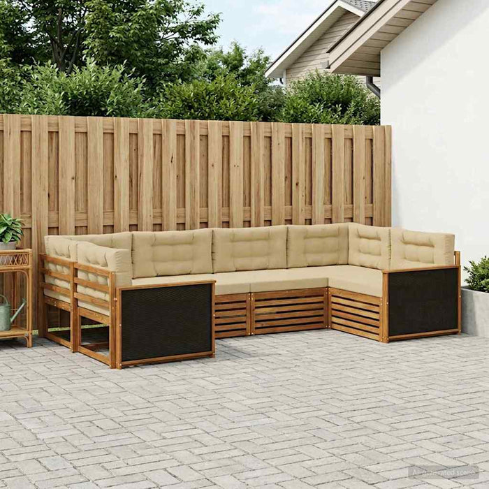 Set de canapele de exterior cu pernă 6 pcs Natural și Bej WALTI