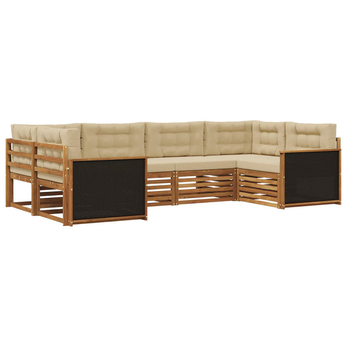 Set de canapele de exterior cu pernă 6 pcs Natural și Bej WALTI