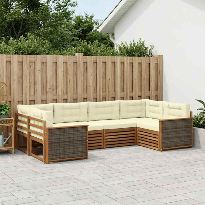 Set de canapele de exterior cu pernă 6 pcs Natural și Crem WALTI
