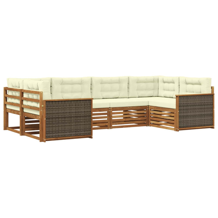 Set de canapele de exterior cu pernă 6 pcs Natural și Crem WALTI