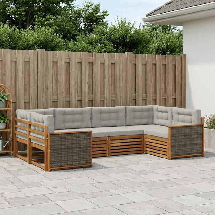 Set de canapele de exterior 6 pcs Natural și gri deschis WALTI