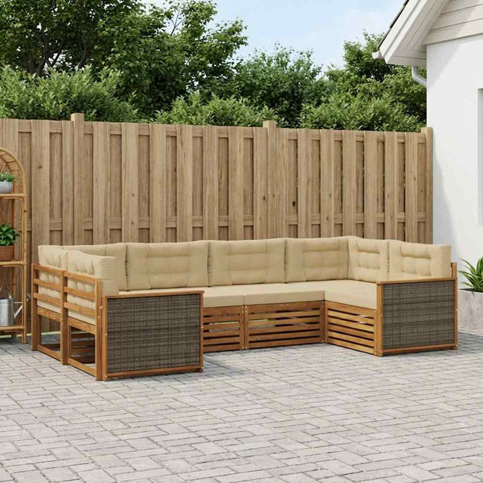 Set de canapele de exterior cu pernă 6 pcs Natural și Bej WALTI