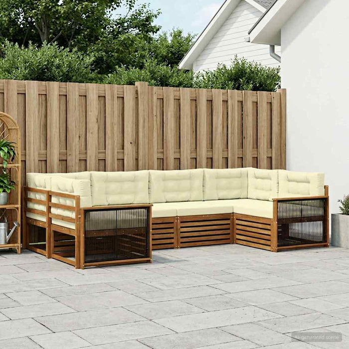 Set de canapele de exterior cu pernă 6 pcs Natural și Crem WALTI