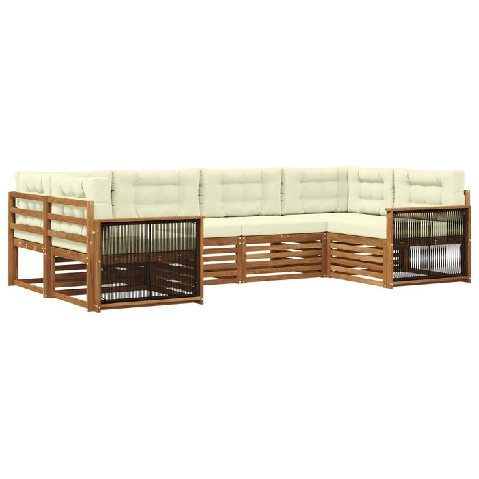 Set de canapele de exterior cu pernă 6 pcs Natural și Crem WALTI