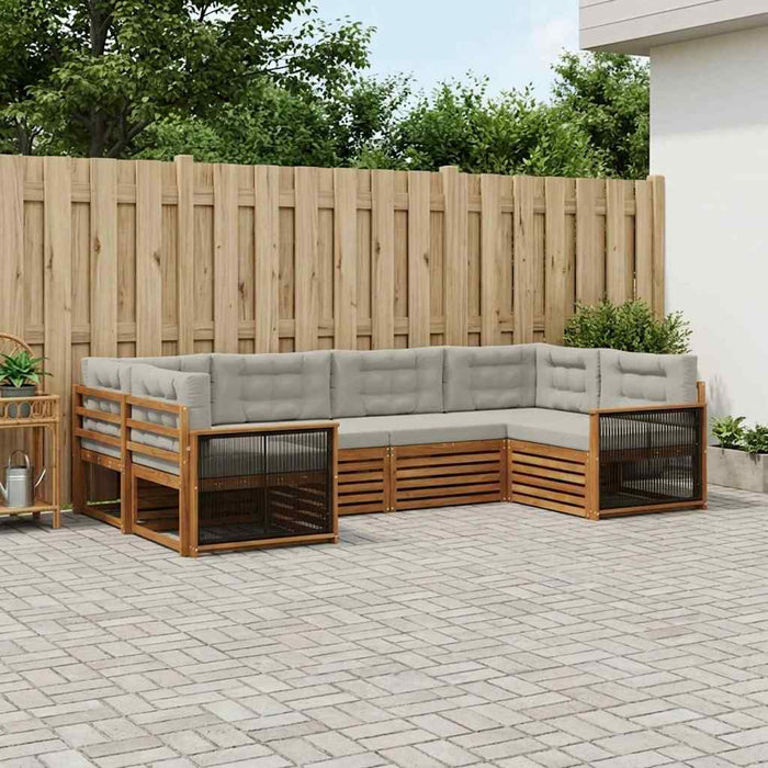 Set de canapele de exterior 6 pcs Natural și gri deschis WALTI