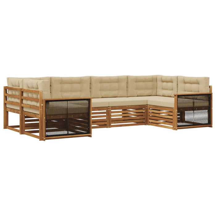 Set de canapele de exterior cu pernă 6 pcs Natural și Bej WALTI