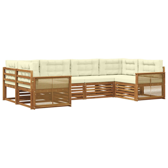 Set de canapele de exterior cu pernă 6 pcs Natural și Crem WALTI