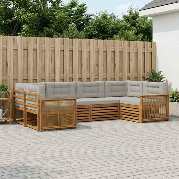 Set de canapele de exterior 6 pcs Natural și gri deschis WALTI