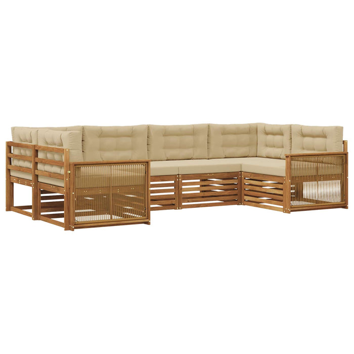 Set de canapele de exterior cu pernă 6 pcs Natural și Bej WALTI