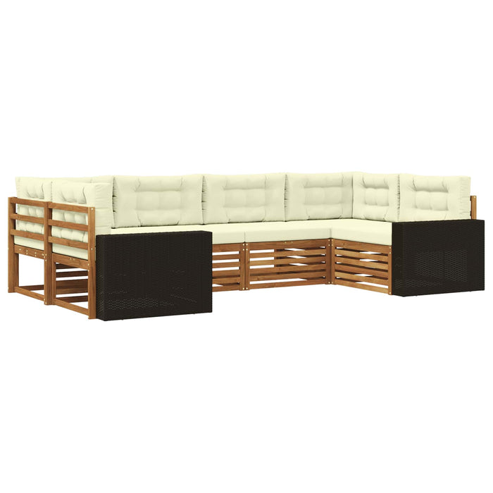 Set de canapele de exterior cu pernă 6 pcs Natural și Crem WALTI