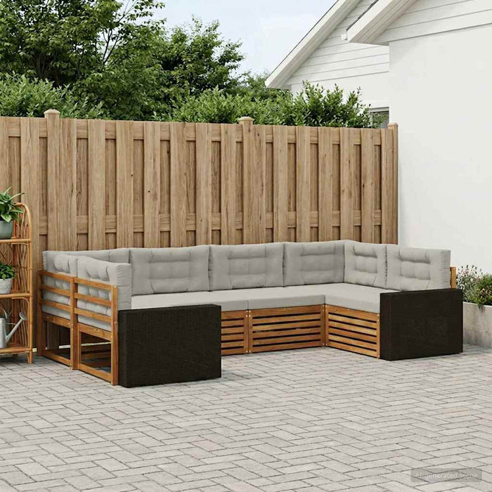 Set de canapele de exterior 6 pcs Natural și gri deschis WALTI