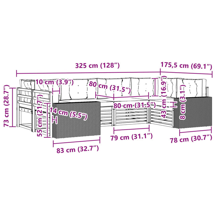 Set de canapele de exterior cu pernă 6 pcs Natural și Antracit WALTI