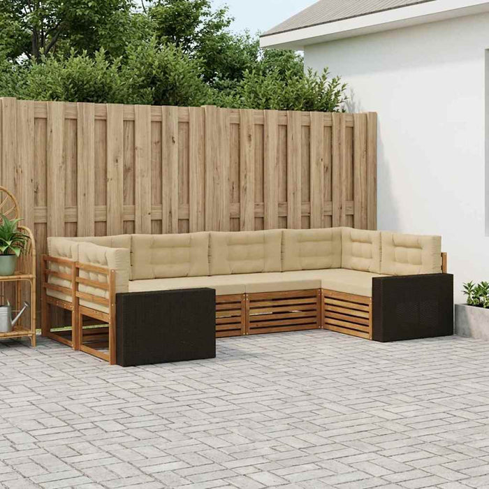 Set de canapele de exterior cu pernă 6 pcs Natural și Bej WALTI