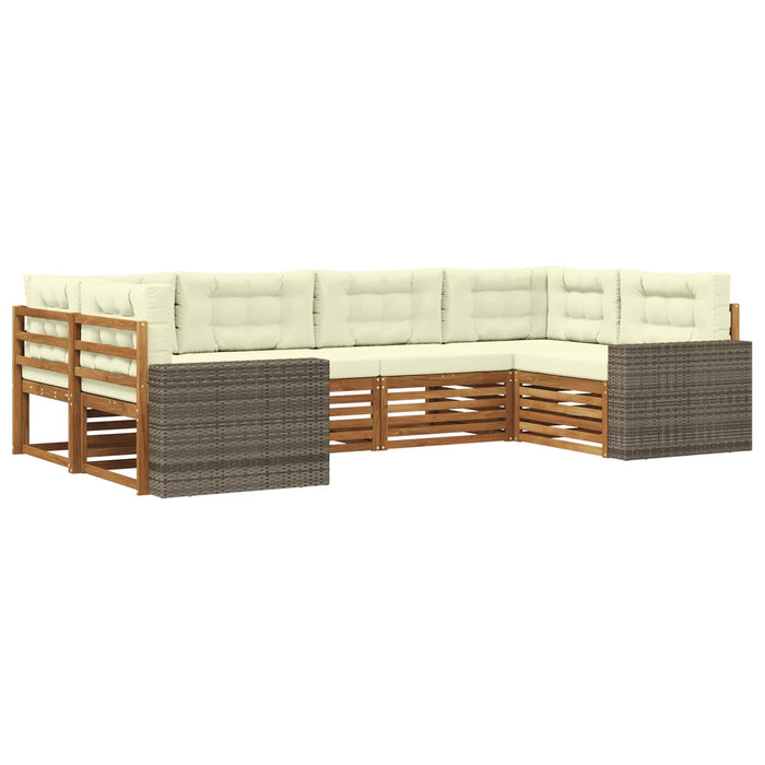 Set de canapele de exterior cu pernă 6 pcs Natural și Crem WALTI