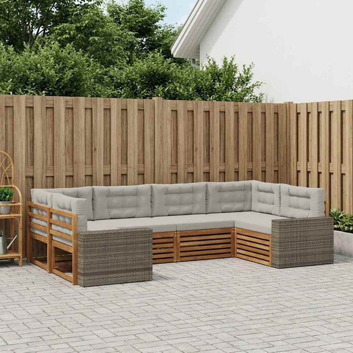 Set de canapele de exterior 6 pcs Natural și gri deschis WALTI