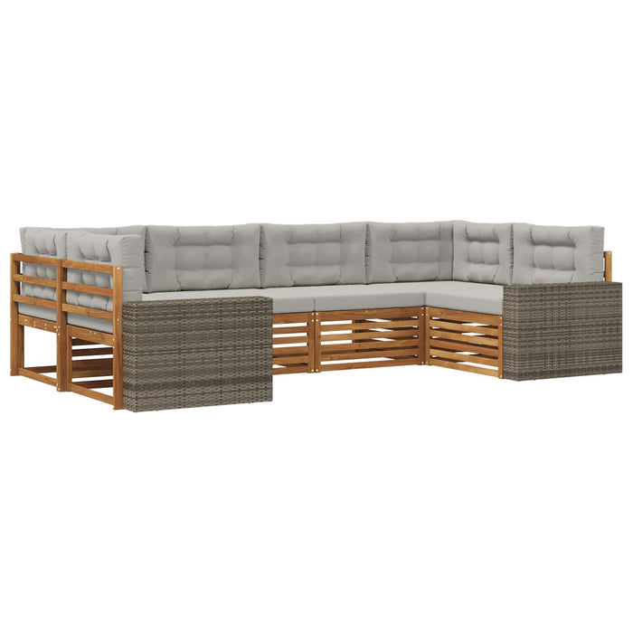 Set de canapele de exterior 6 pcs Natural și gri deschis WALTI