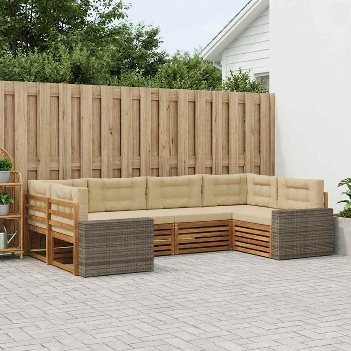 Set de canapele de exterior cu pernă 6 pcs Natural și Bej WALTI