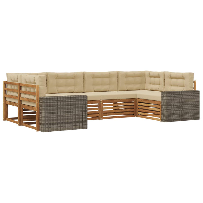 Set de canapele de exterior cu pernă 6 pcs Natural și Bej WALTI