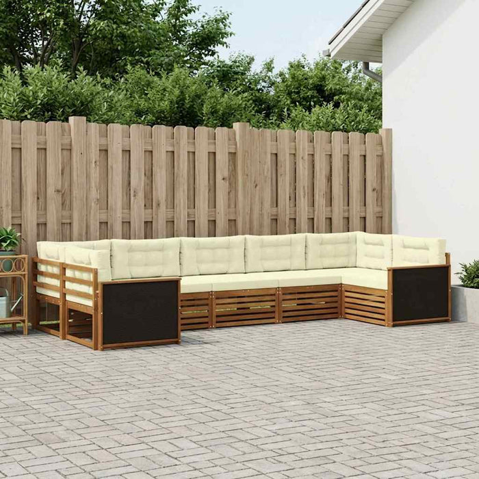Set de canapele de exterior cu pernă 7 pcs Natural și Crem WALTI
