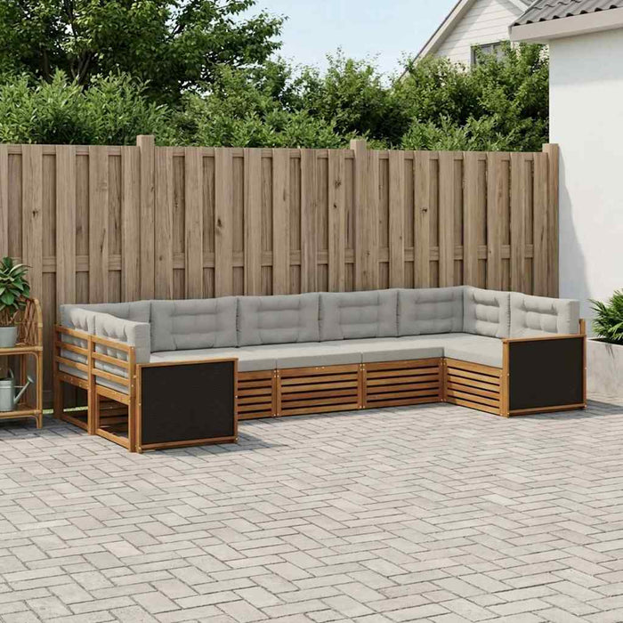 Set de canapele de exterior 7 pcs Natural și gri deschis WALTI