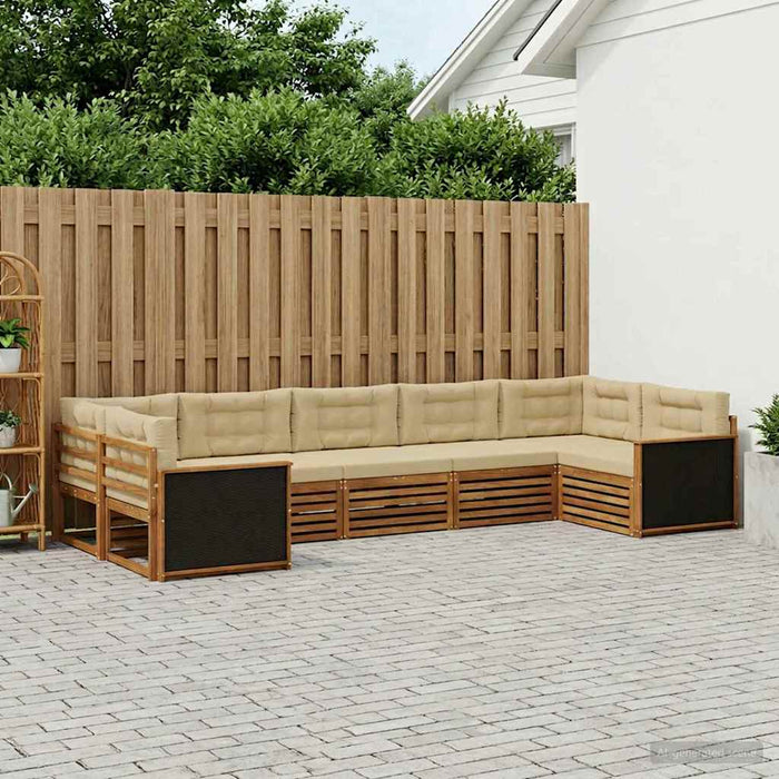 Set de canapele de exterior cu pernă 7 pcs Natural și Bej WALTI