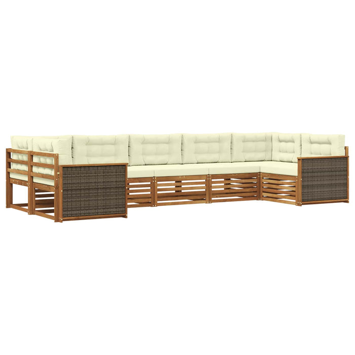 Set de canapele de exterior cu pernă 7 pcs Natural și Crem WALTI