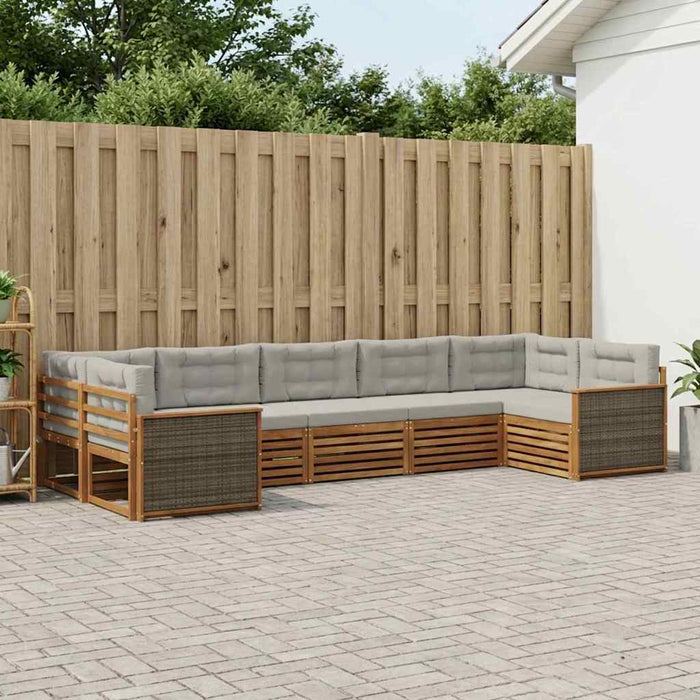 Set de canapele de exterior 7 pcs Natural și gri deschis WALTI