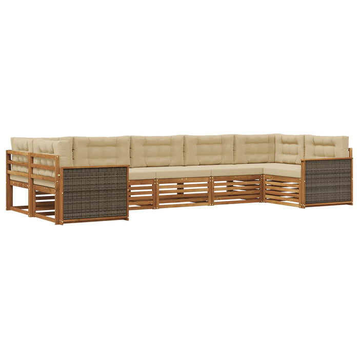 Set de canapele de exterior cu pernă 7 pcs Natural și Bej WALTI