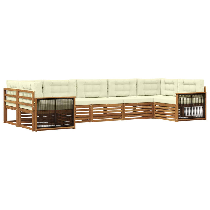Set de canapele de exterior cu pernă 7 pcs Natural și Crem WALTI