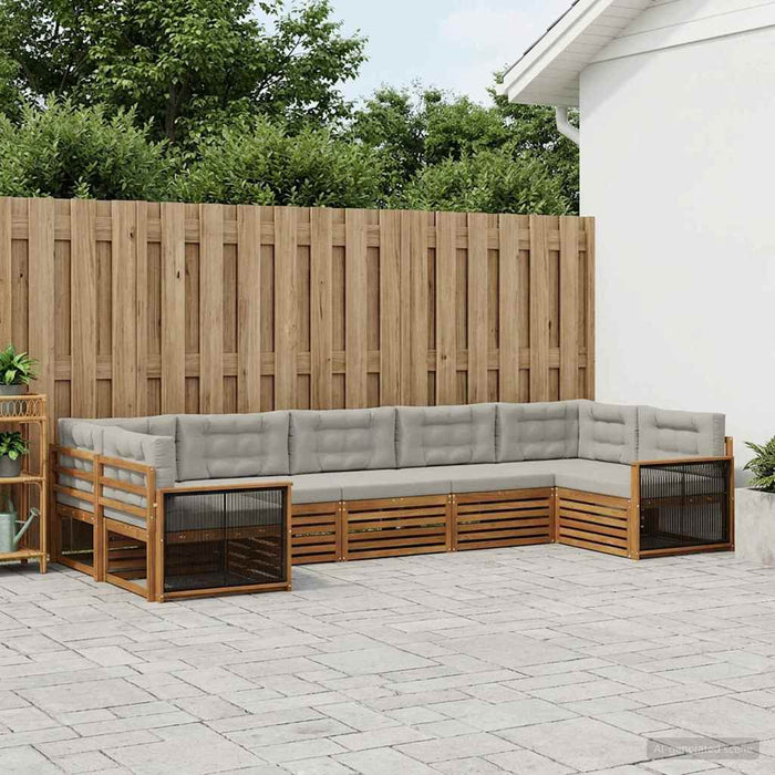 Set de canapele de exterior 7 pcs Natural și gri deschis WALTI