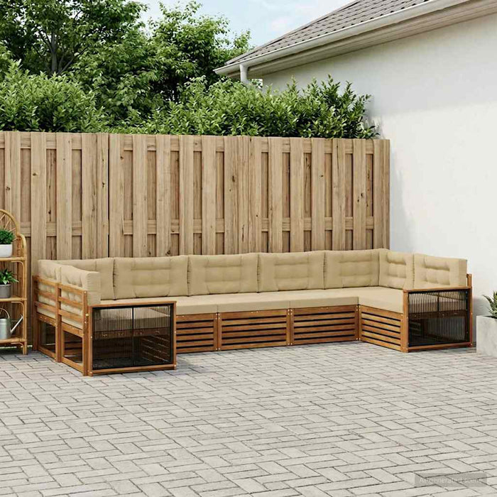 Set de canapele de exterior cu pernă 7 pcs Natural și Bej WALTI