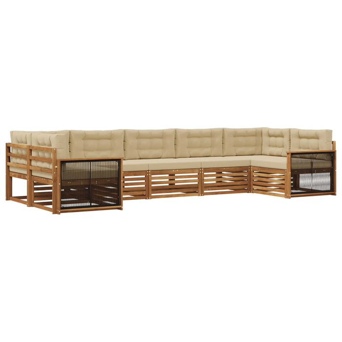 Set de canapele de exterior cu pernă 7 pcs Natural și Bej WALTI