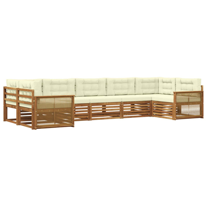 Set de canapele de exterior cu pernă 7 pcs Natural și Crem WALTI