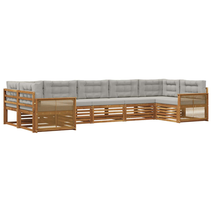 Set de canapele de exterior 7 pcs Natural și gri deschis WALTI