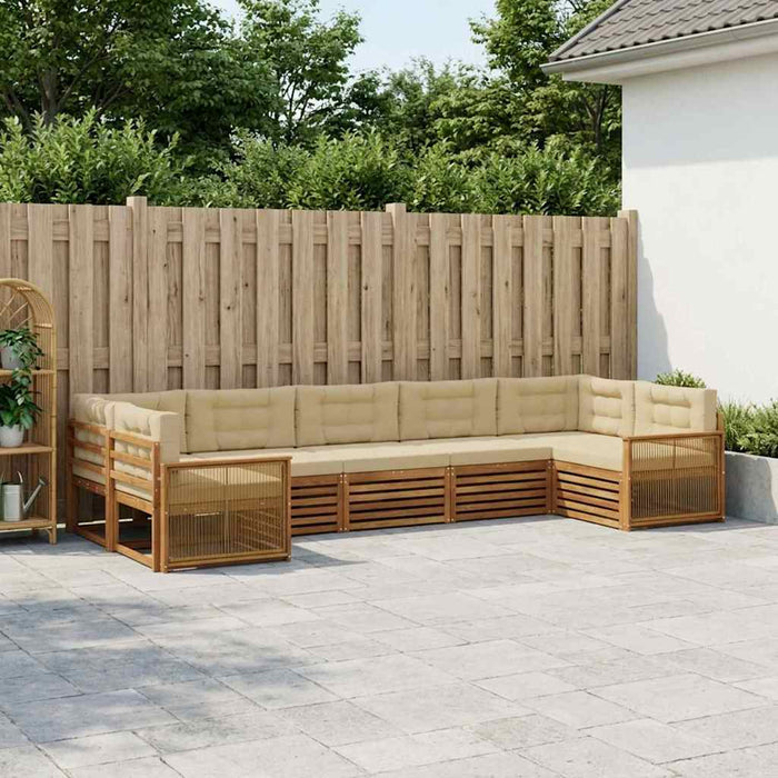 Set de canapele de exterior cu pernă 7 pcs Natural și Bej WALTI