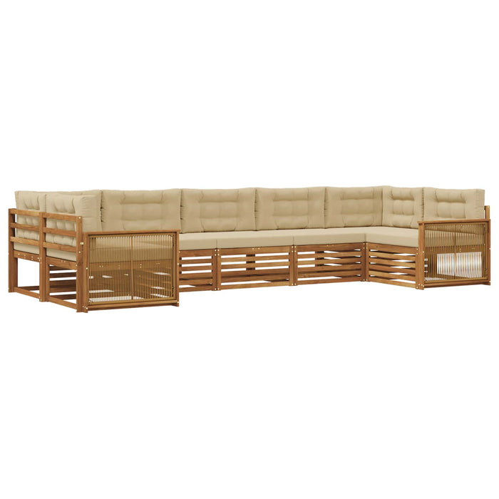Set de canapele de exterior cu pernă 7 pcs Natural și Bej WALTI
