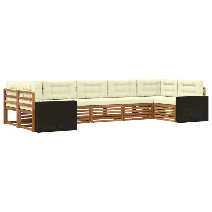 Set de canapele de exterior cu pernă 7 pcs Natural și Crem WALTI