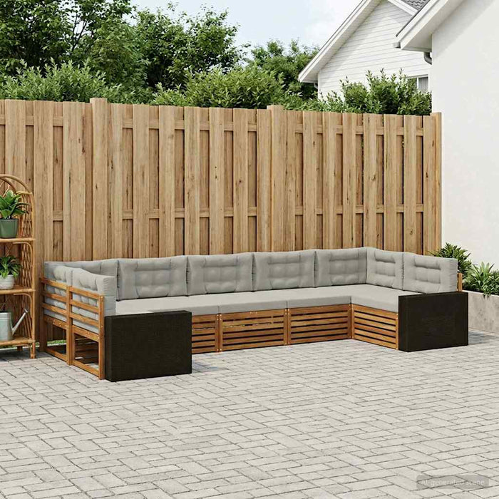 Set de canapele de exterior 7 pcs Natural și gri deschis WALTI