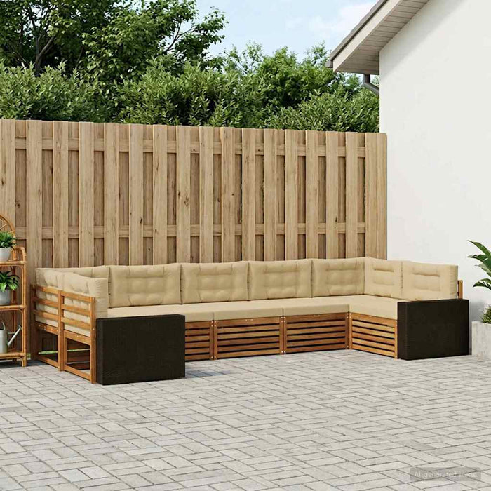 Set de canapele de exterior 7 pcs Natural și Bej WALTI