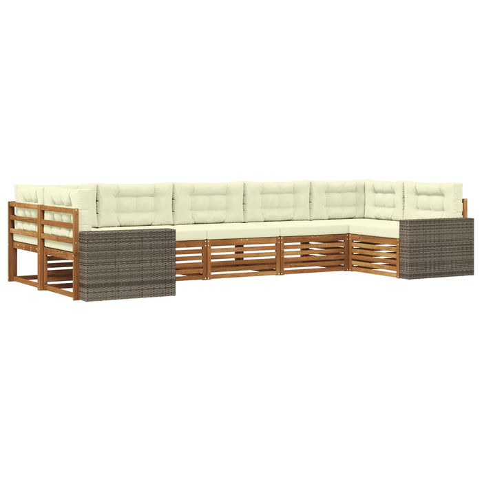 Set de canapele de exterior cu pernă 7 pcs Natural și Crem WALTI