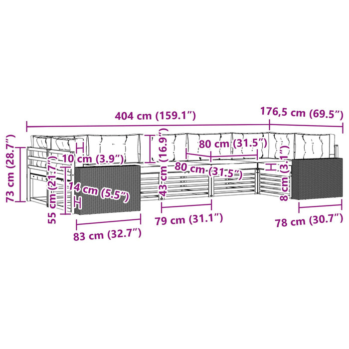 Set de canapele de exterior cu pernă 7 pcs Natural și Crem WALTI