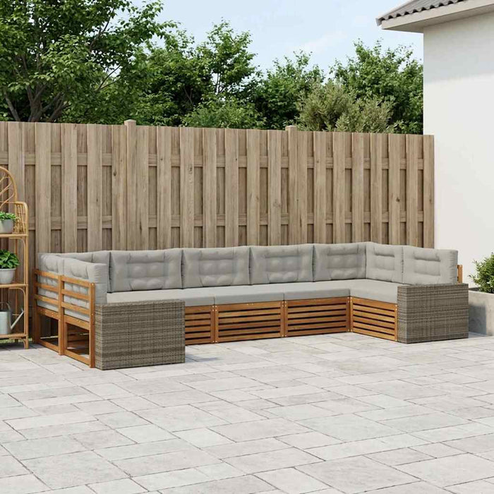 Set de canapele de exterior 7 pcs Natural și gri deschis WALTI