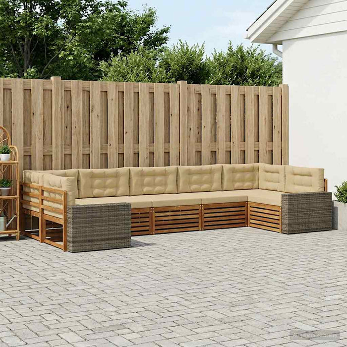 Set de canapele de exterior cu pernă 7 pcs Natural și Bej WALTI